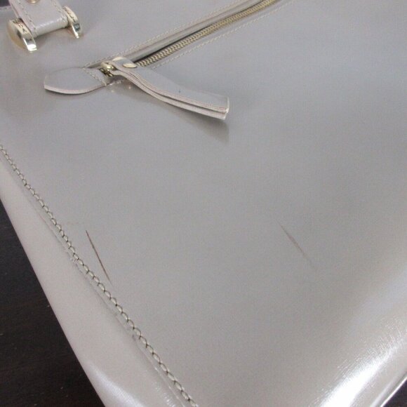 Gilda Tonelli Made in Italy Glittery Tote Bag Cream Glossy Purse Leather 980 - Picture 11 of 14